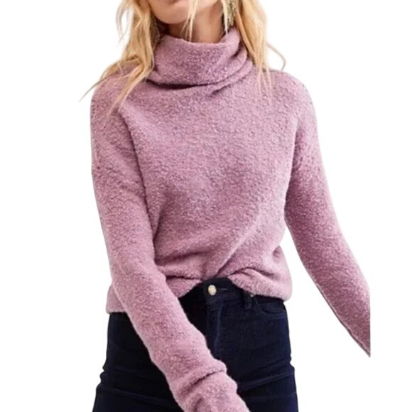 Free People Stormy Cowl Plush Fuzzy Pullover‎ Sweater L - Picture 2 of 8